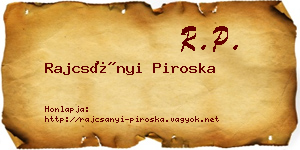 Rajcsányi Piroska névjegykártya